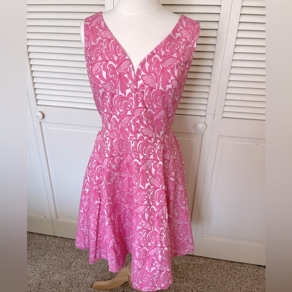 Vintage Anthropologie pink fit and flare dress size 14, NWT